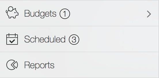 Badges next to Budgets and Scheduled in the macOS app