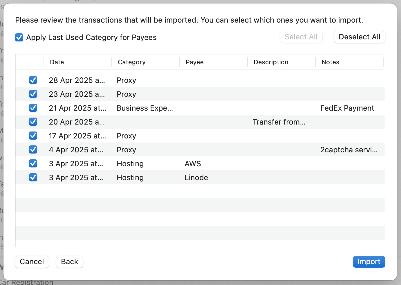 Debit & Credit Import File