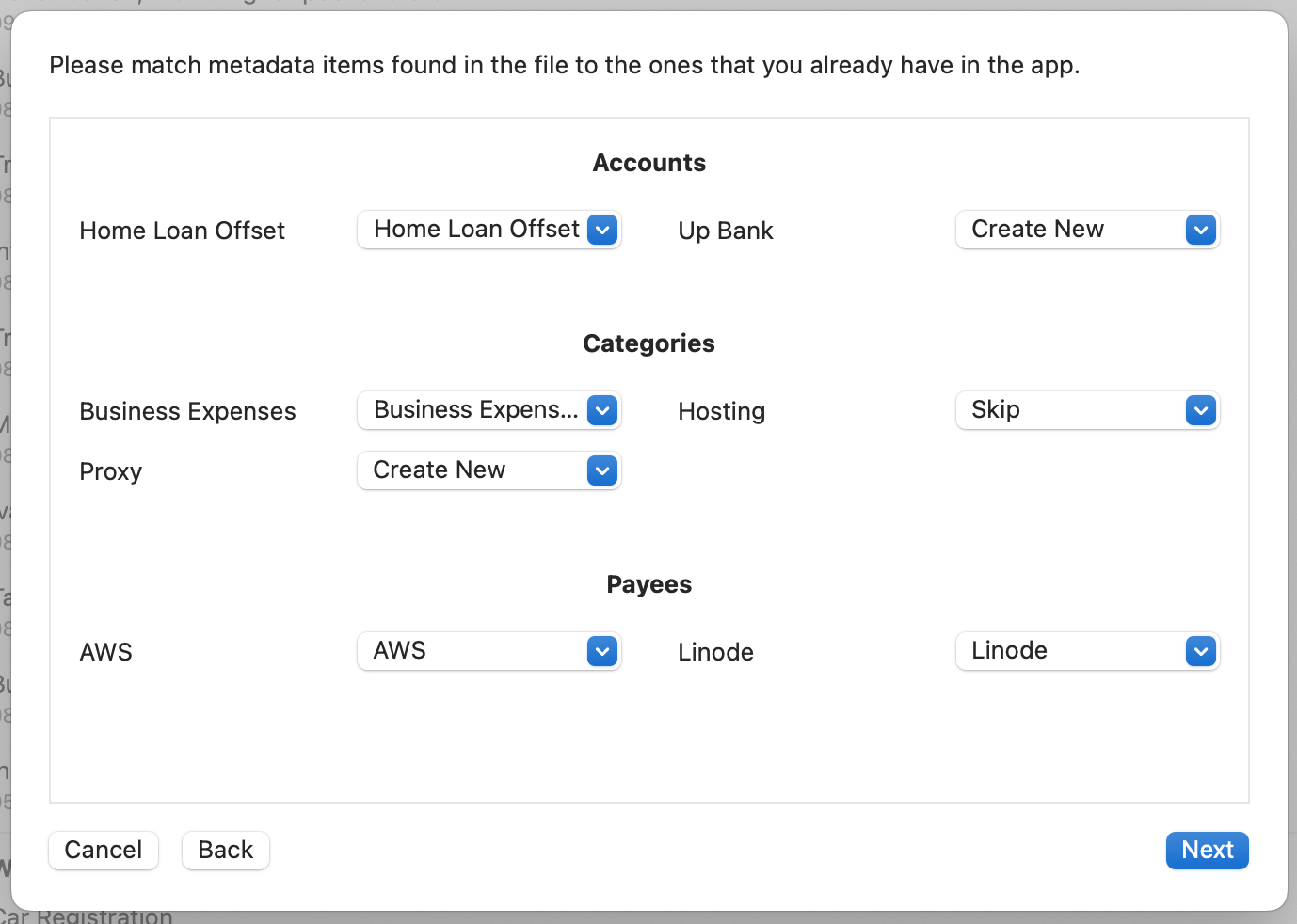 Debit & Credit Import File