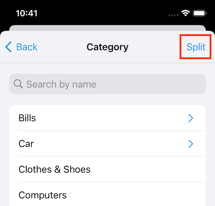 Debit & Credit Split Categories in iOS