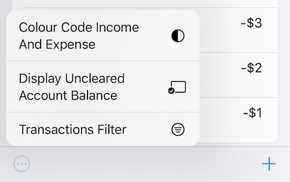 Debit & Credit Options in Transaction History