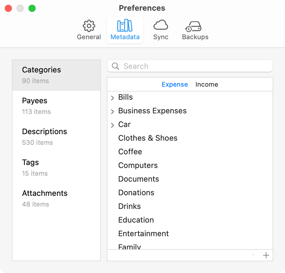 Debit & Credit Metadata Management