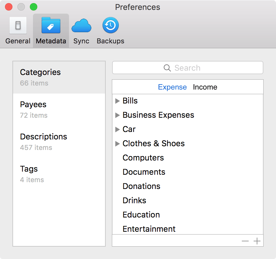 Debit & Credit Metadata Management