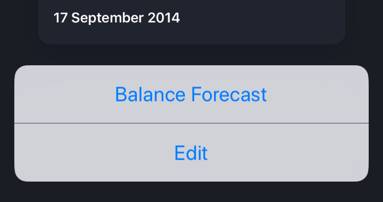 Debit & Credit Balance Forecasting Shortcut in iOS