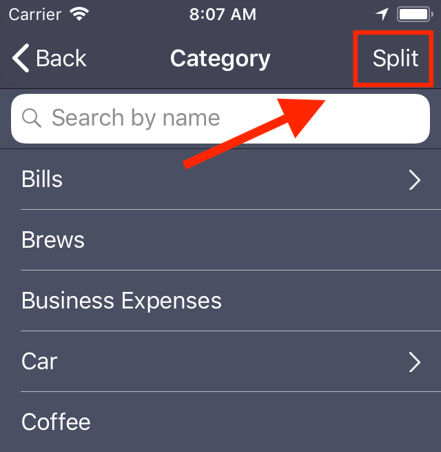 Debit & Credit Split Categories in iOS